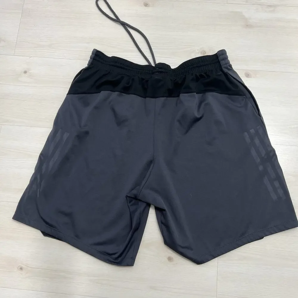 Adidas Trefoil Logo Striped Shorts Canvas Vintage 90s Mens Size Large Gray